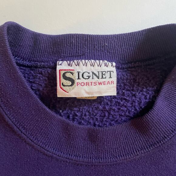 Vintage Signet Sportswear New England Purple Embroidered Crewneck Sweatshirt - Picture 3 of 5